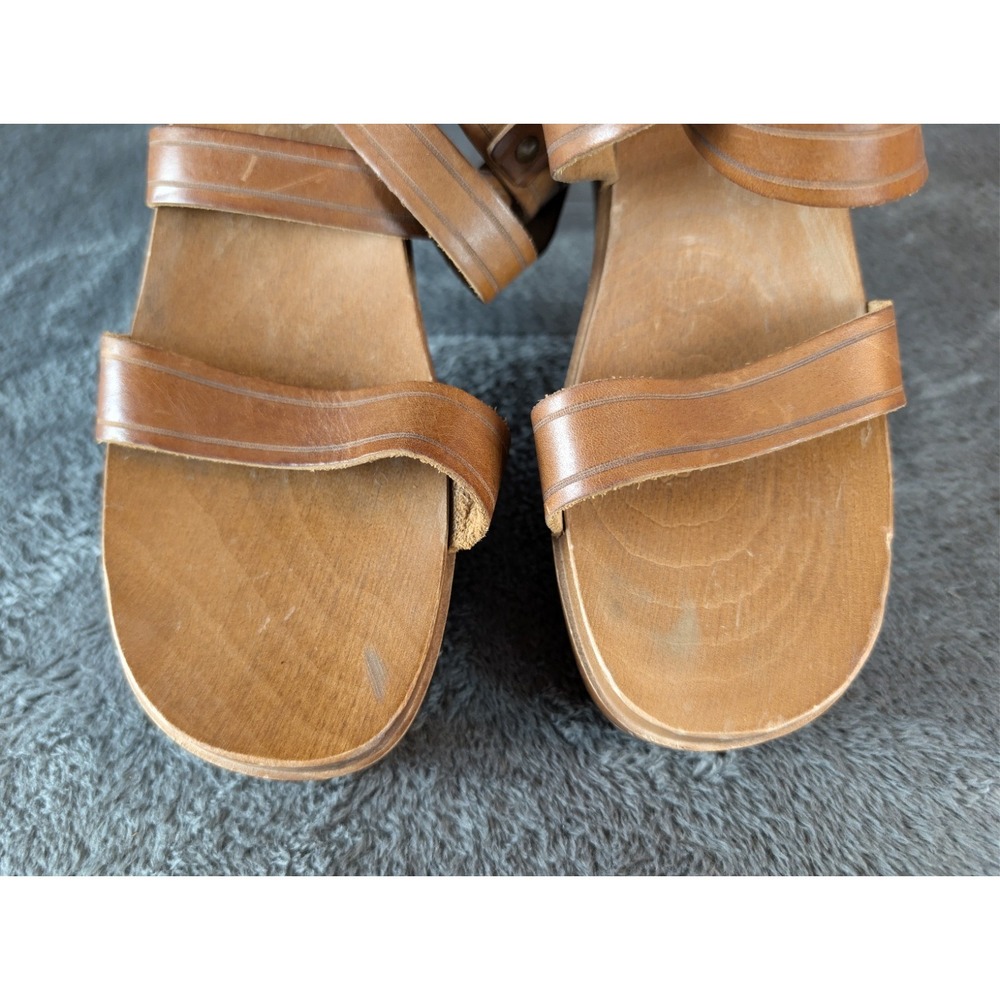 Swedish Hasbeens Sandal Wood Heel Boho Leather EU 40 Gladiator Handmade Spring - Picture 4 of 16